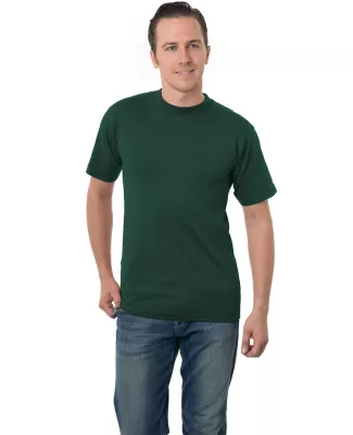 3015 Bayside Adult Union Made Cotton Pocket Tee in Forest green