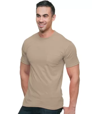 3015 Bayside Adult Union Made Cotton Pocket Tee in Sand