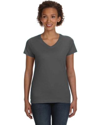 3507 LA T Ladies V-Neck Longer Length T-Shirt in Charcoal