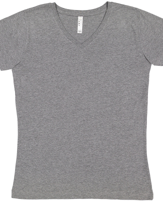 3507 LA T Ladies V-Neck Longer Length T-Shirt in Granite heather