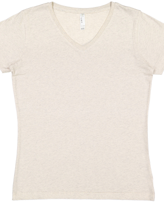 3507 LA T Ladies V-Neck Longer Length T-Shirt in Natural heather