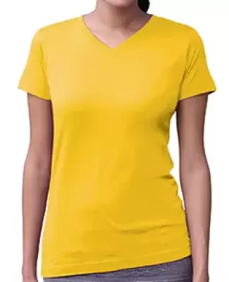 3507 LA T Ladies V-Neck Longer Length T-Shirt YELLOW