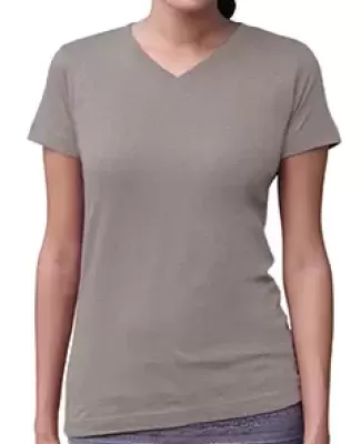 3507 LA T Ladies V-Neck Longer Length T-Shirt HEATHER