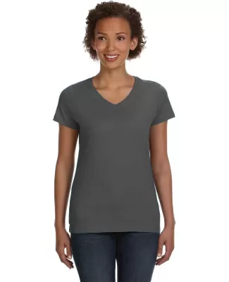 3507 LA T Ladies V-Neck Longer Length T-Shirt CHARCOAL
