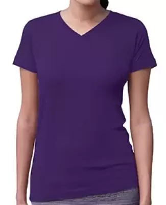 3507 LA T Ladies V-Neck Longer Length T-Shirt PURPLE