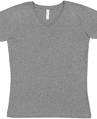 3507 LA T Ladies V-Neck Longer Length T-Shirt GRANITE HEATHER