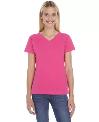 3587 LA T Ladies' V-Neck T-Shirt HOT PINK