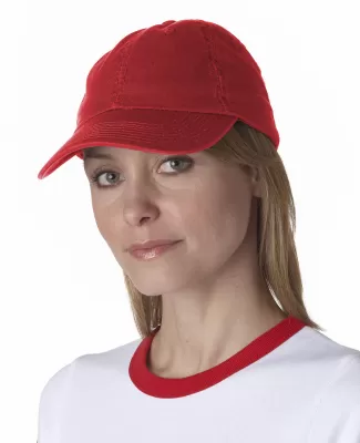 Bayside 3630 USA Made Washed Chino Dad Hat in Red