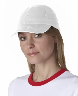 Bayside 3630 USA Made Washed Chino Dad Hat in White