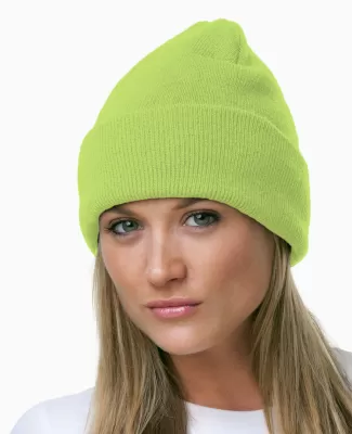 3825 Bayside Knit Cuff Beanie in Lime green