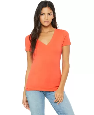 BELLA 6035 Womens Deep V-Neck T-shirt in Coral