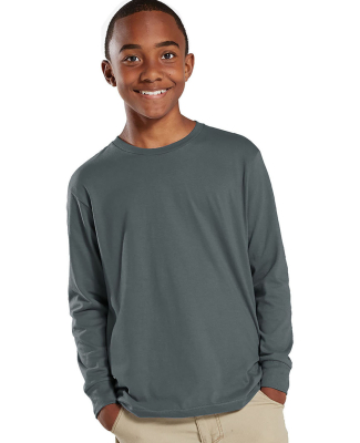6201 LA T Youth Fine Jersey Long Sleeve T-Shirt in Charcoal