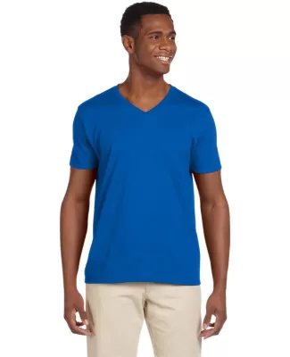 64V00 Gildan Adult Softstyle V-Neck T-Shirt in Royal blue