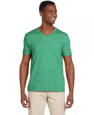 64V00 Gildan Adult Softstyle V-Neck T-Shirt in Hthr irish green