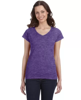 64V00L Gildan Junior Fit Softstyle V-Neck T-Shirt in Heather purple