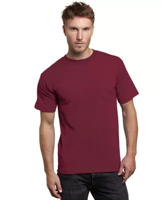 7100 Bayside Adult Short-Sleeve Tee with Pocket in Burgundy