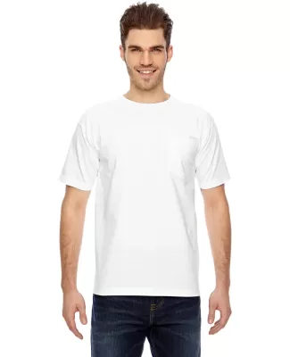 7100 Bayside Adult Short-Sleeve Tee with Pocket in White