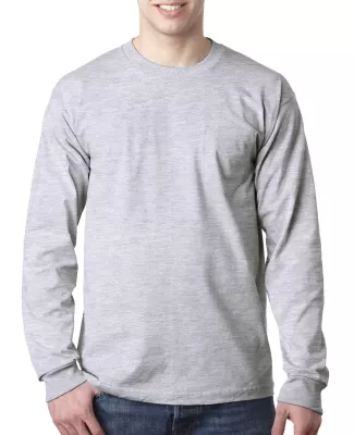 8100 Bayside Adult Long-Sleeve Cotton Tee with Poc in Ash