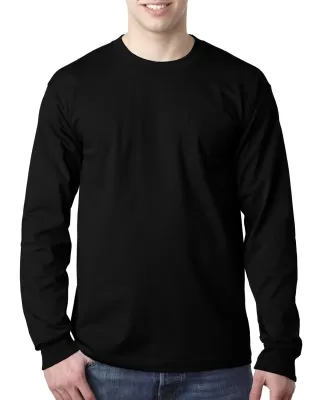 8100 Bayside Adult Long-Sleeve Cotton Tee with Poc in Black