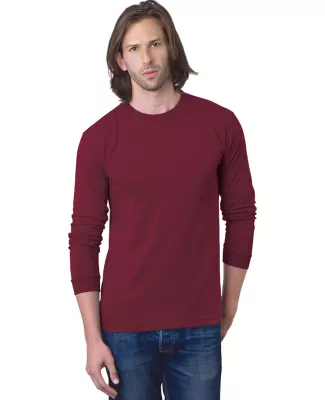 8100 Bayside Adult Long-Sleeve Cotton Tee with Poc in Burgundy