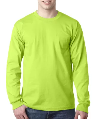 8100 Bayside Adult Long-Sleeve Cotton Tee with Poc in Lime green