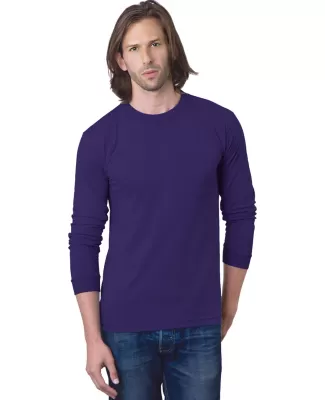 8100 Bayside Adult Long-Sleeve Cotton Tee with Poc in Purple