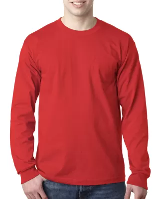 8100 Bayside Adult Long-Sleeve Cotton Tee with Poc in Red