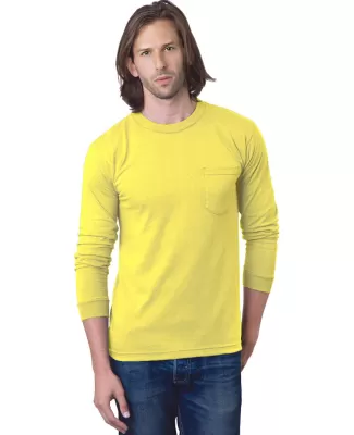 8100 Bayside Adult Long-Sleeve Cotton Tee with Poc in Yellow