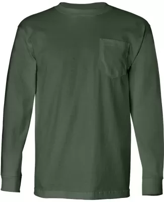 8100 Bayside Adult Long-Sleeve Cotton Tee with Poc FOREST GREEN