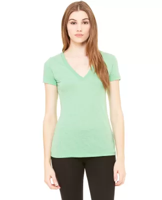 BELLA 8435 Womens Fitted Tri-blend Deep V T-shirt in Green triblend