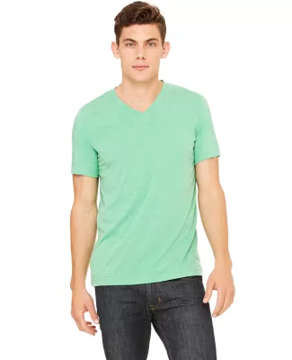 BELLA+CANVAS 3415 Men's Tri-blend V-Neck T-shirt in Green triblend