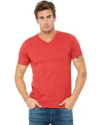 BELLA+CANVAS 3415 Men's Tri-blend V-Neck T-shirt in Red triblend