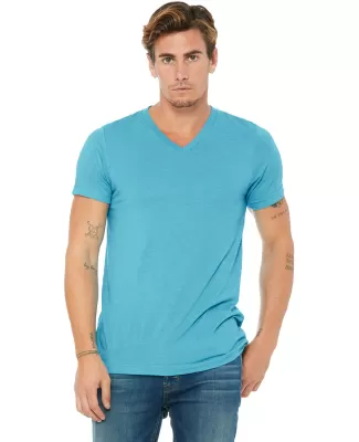 BELLA+CANVAS 3415 Men's Tri-blend V-Neck T-shirt in Aqua triblend