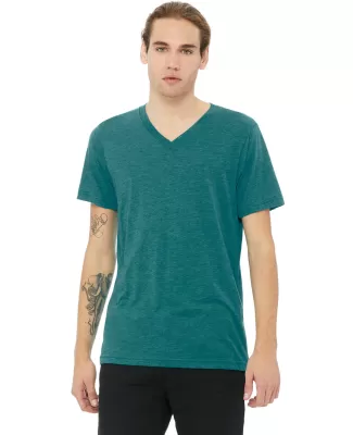BELLA+CANVAS 3415 Men's Tri-blend V-Neck T-shirt in Teal triblend