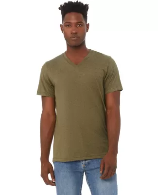 BELLA+CANVAS 3415 Men's Tri-blend V-Neck T-shirt in Olive triblend