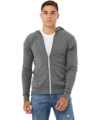 BELLA+CANVAS 3939 Unisex Tri-blend Lightweight Hoo in Grey triblend