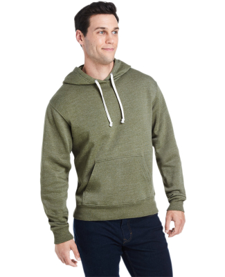 J8871 J-America Adult Tri-Blend Hooded Fleece in Olive triblend