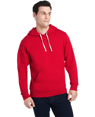 J8871 J-America Adult Tri-Blend Hooded Fleece in Red solid