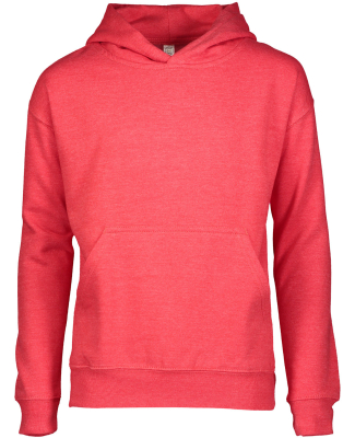 L2296 LA T Youth Fleece Hooded Pullover Sweatshirt in Vintage red