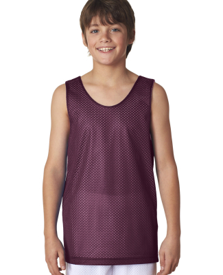 N2206 A4 Youth Reversible Mesh Tank in Maroon/ white