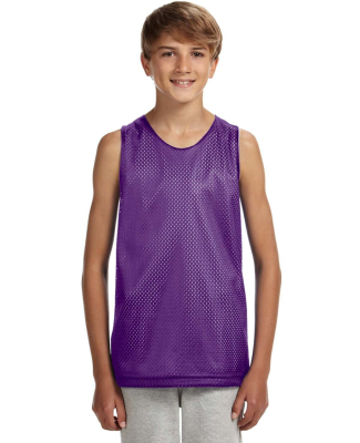N2206 A4 Youth Reversible Mesh Tank in Purple/ white