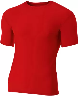 N3130 A4 Short Sleeve Compression Crew in Scarlet