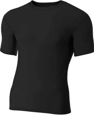 N3130 A4 Short Sleeve Compression Crew in Black