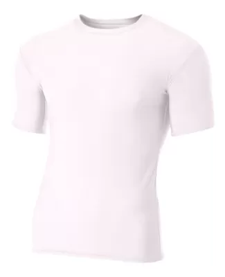 N3130 A4 Short Sleeve Compression Crew in White