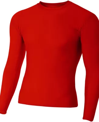 N3133 A4 Long Sleeve Compression Crew in Scarlet