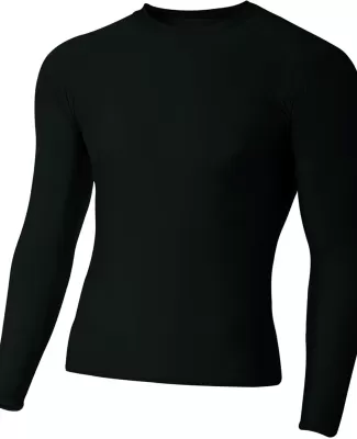 N3133 A4 Long Sleeve Compression Crew in Black