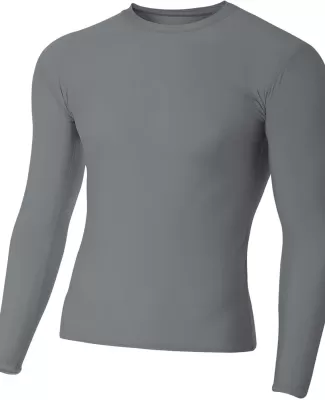 N3133 A4 Long Sleeve Compression Crew in Graphite