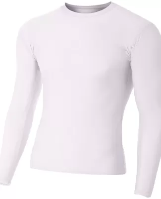 N3133 A4 Long Sleeve Compression Crew in White