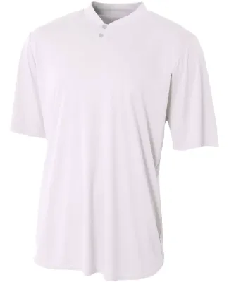 N3143 A4 Adult Tek 2-Button Henley WHITE