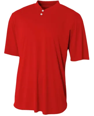 N3143 A4 Adult Tek 2-Button Henley SCARLET